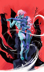 Paradise Lost — illustration by Hurca!: Two figures twist together against a flat red field, held between a fall and an embrace.