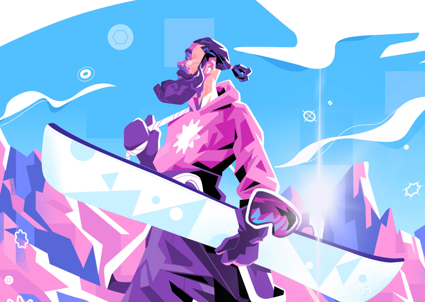 Before the Descent — illustration by Hurca! shown in a sample editorial layout