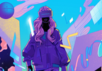 Between Realities — illustration by Hurca! shown in a sample editorial layout