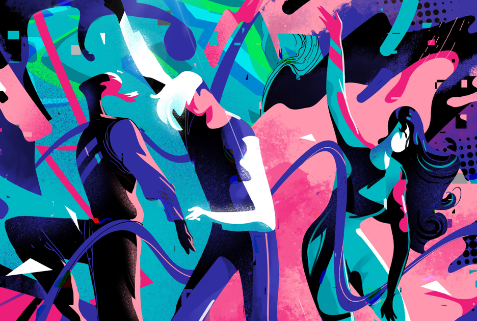 180 BPM — illustration by Hurca! shown in a sample editorial layout