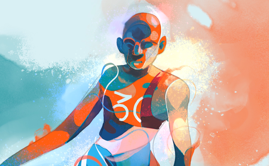 In the Zone — illustration by Hurca! shown in a sample editorial layout