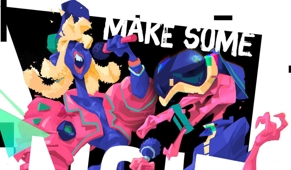 Make Some Noiz — illustration by Hurca! shown in a sample editorial layout