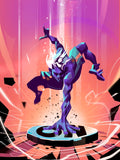 The Switch — illustration by Hurca!: A figure throws itself into an acrobatic leap to strike a large button marked ON.